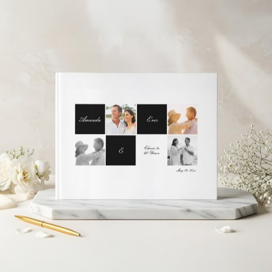 Wedding Jubileum Grid Fotocollage Zwart Gastenboek