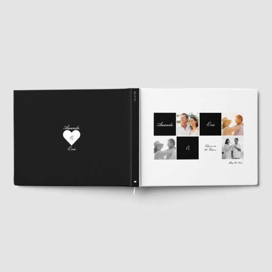 Wedding Jubileum Grid Fotocollage Zwart Gastenboek (Volledig)