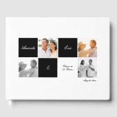 Wedding Jubileum Grid Fotocollage Zwart Gastenboek (Voorkant)