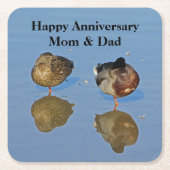 Wedding Jubileum Mr. en Mrs Mallard Duck Kartonnen Onderzetters (Voorkant)