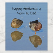 Wedding Jubileum Mr. en Mrs Mallard Duck Wijn Etiket (Enkel label)