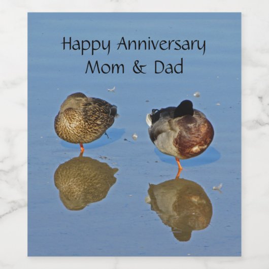 Wedding Jubileum Mr. en Mrs Mallard Duck Wijn Etiket (Enkel label)