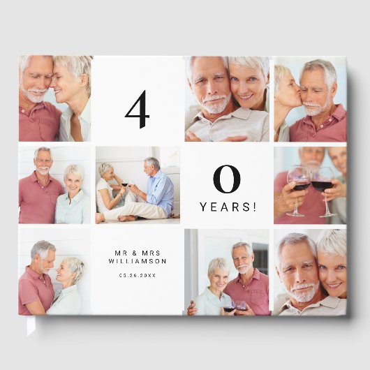 Wedding Jubileum Multiple Grid Fotocollage Gastenboek (Voorkant)