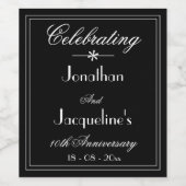 Wedding Jubileum Party Script Elegant Zwart Wijn Etiket (Enkel label)