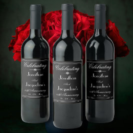 Wedding Jubileum Party Script Elegant Zwart Wijn Etiket