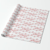 Wedding Jubileum Red Hearts Design Cadeaupapier (Uitgerold)