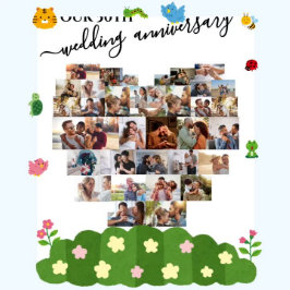 Wedding Jubileum Script Hart 37 Fotocollage Canvas Afdruk