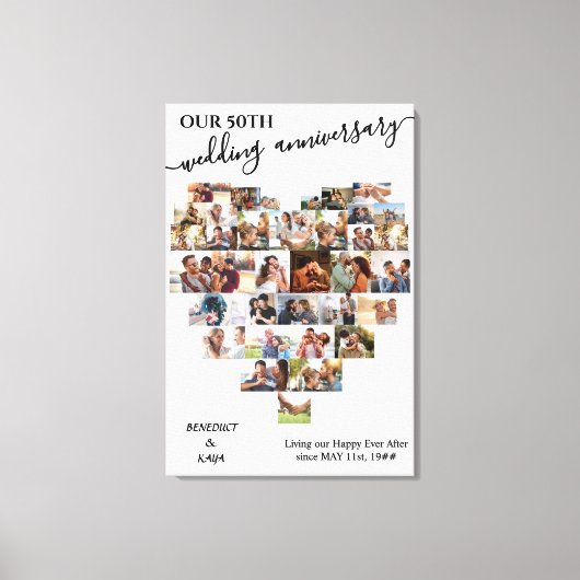 Wedding Jubileum Script Hart 37 Fotocollage Canvas Afdruk (Voorkant)