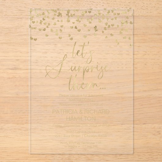 Wedding Jubileum Surprise Party Acryl Uitnodigingen (Voorkant)