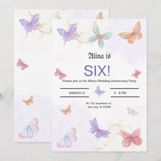 Wedding Jubileum Uitnodiging Kaart (Voorkant / Achterkant)