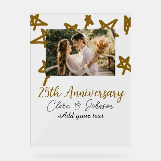 Wedding Jubileum voeg naam jaar toe afbeelding gou Acryl Bord (Voorkant)