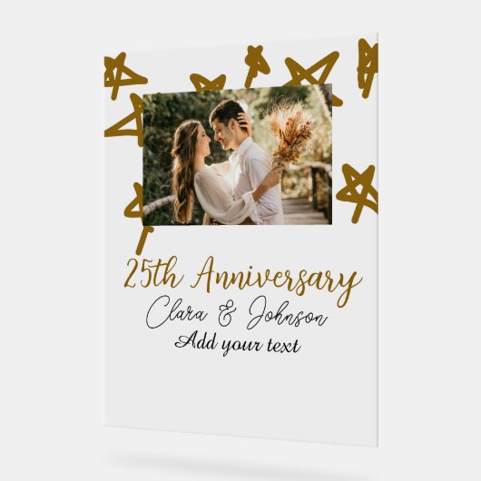 Wedding Jubileum voeg naam jaar toe afbeelding gou Acryl Bord (Hoek)