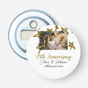 Wedding Jubileum voeg naam jaar toe afbeelding gou Button Flesopener