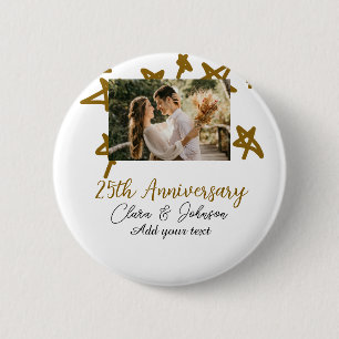 Wedding Jubileum voeg naam jaar toe afbeelding gou Ronde Button 5,7 Cm