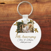 Wedding Jubileum voeg naam jaar toe afbeelding gou Sleutelhanger (Voorkant)