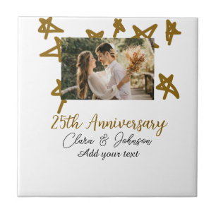 Wedding Jubileum voeg naam jaar toe afbeelding gou Tegeltje