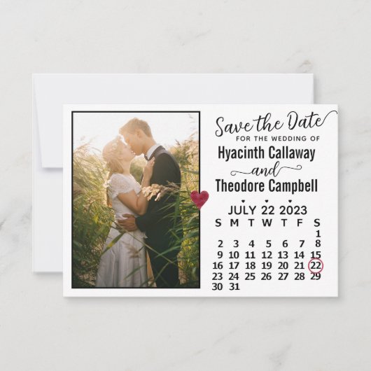 Wedding Juli 2023 Kalender Aangepaste Foto Wit Save The Date (Voorkant)