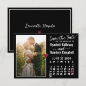Wedding June 2024 Calendar Custom Photo Black Save The Date (Voorkant / Achterkant)