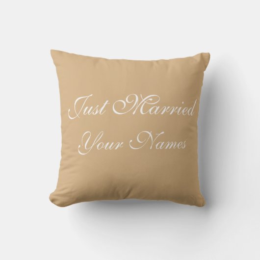 Wedding Just Married Cotton Sierkussen Fawn (Voorkant)
