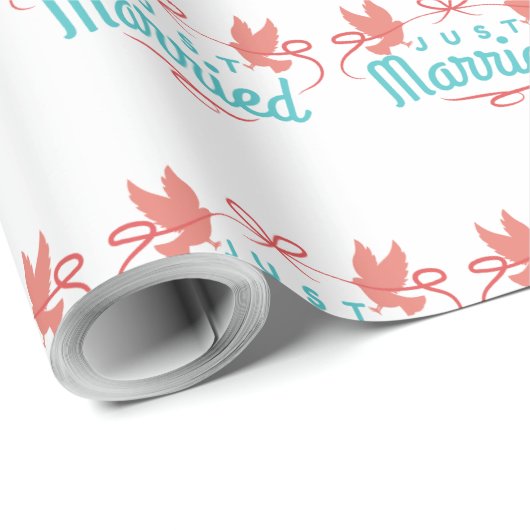 Wedding Just Marriott Two Birds Colourful Gift Ide Cadeaupapier (Rol Hoek)