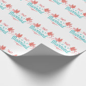 Wedding Just Marriott Two Birds Colourful Gift Ide Cadeaupapier (Hoek)