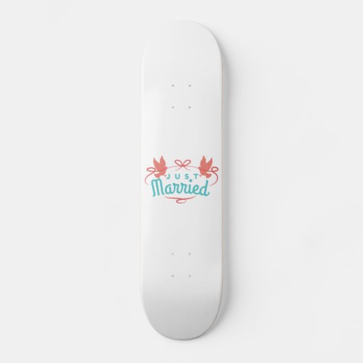 Wedding Just Marriott Two Birds Colourful Gift Ide Persoonlijk Skateboard (Voorkant)