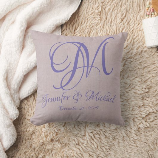Wedding Keepomwille Dusty Pink Monogram Pillow Kussen (Deken)