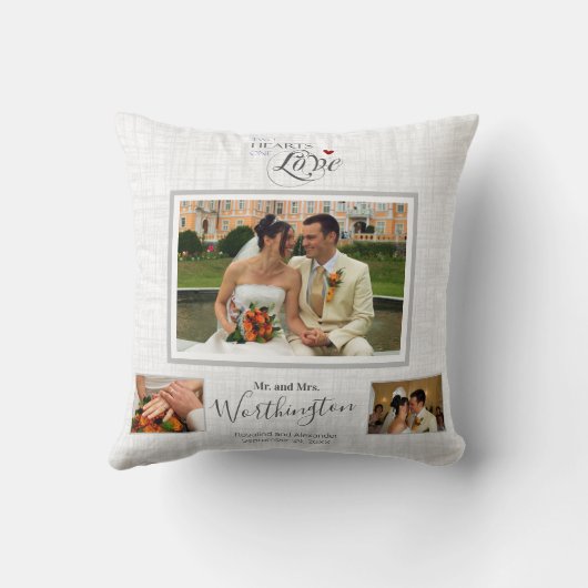 Wedding Keepomwille Foto Collage Persoonlijk Kussen (Achterkant)