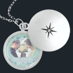 Wedding Keepomwille Locket Ketting<br><div class="desc">Persoonlijke bruiloft gunt,  geeft en geeft een  waterverf met een blauwe vlinder en bloemen die je foto maken met een zacht romantisch filter over je afbeelding om kunst en fotografie perfect samen te mengen.</div>