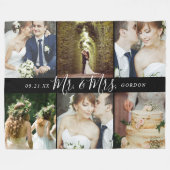 Wedding Keepomwille Mr en Mrs. 6 Foto Collage Fleece Deken (Voorkant (Horizontaal))