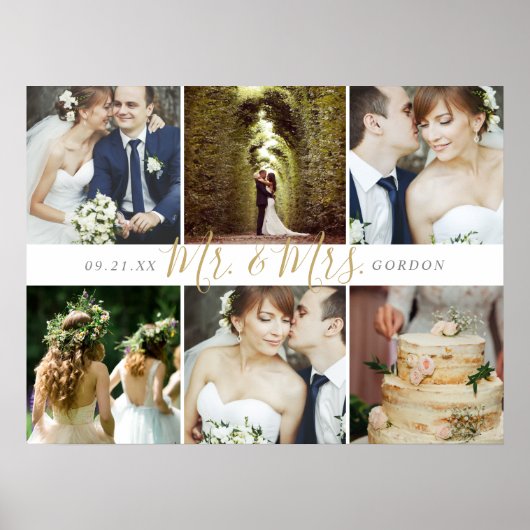Wedding Keepomwille Mr en Mrs. 6 Foto Collage Poster (Voorkant)