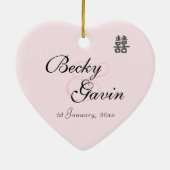 Wedding Keepomwille Roze Blossom Dubbelgeluk Keramisch Ornament (Achterkant)