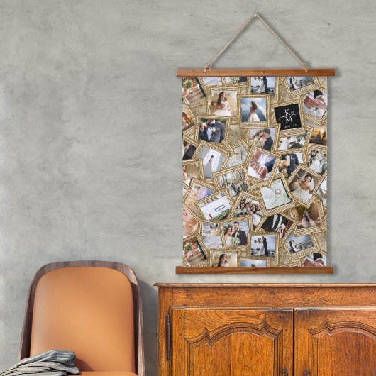 Wedding Keepsake 30 Photo Collage Gold ID1065 Hangend Wandkleed