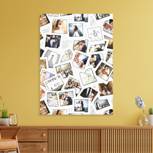 Wedding Keepsake 30 Photo Collage Wit ID1065 Canvas Afdruk (Insitu (Woonkamer))