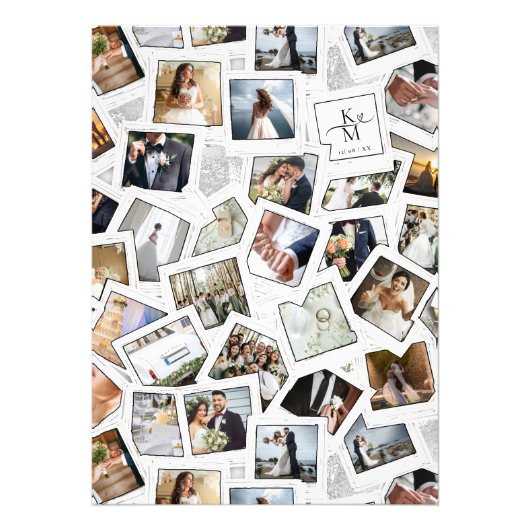 Wedding Keepsake 30 Photo Collage Wit ID1065 Foto Afdruk (Voorkant)