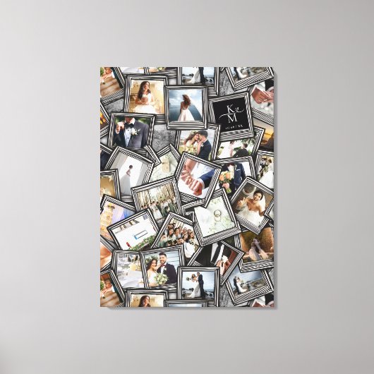 Wedding Keepsake 30 Photo Collage Zwart ID1065 Canvas Afdruk (Voorkant)