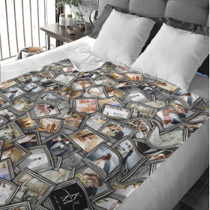 Wedding Keepsake 31 Photo Collage Black ID1065 FLE Fleece Deken