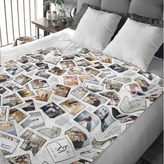 Wedding Keepsake 31 Photo Collage Wit ID1065 Fleece Deken
