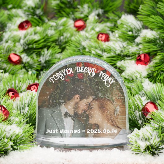 Wedding Keepsake Custom Photo Text Dome Snow Werel Sneeuwbol (Kerstmis)