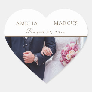 Wedding Keepsake Foto Elegant Wit Hart Sticker