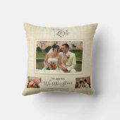 Wedding Keepsake Fotocollage Gepersonaliseerde Goo Kussen (Achterkant)