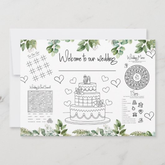 Wedding Kinder Activiteiten spel Kaart (Voorkant)