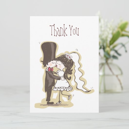 Wedding Kiss Bedankkaart (Staand voorkant)