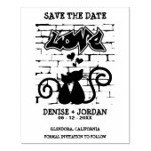 Wedding Kittens in love on Graffiti Wall Design Rubberstempel (Afrduk)