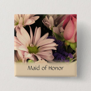 Wedding-knop voor een meisje van Honor Vierkante Button 5,1 Cm