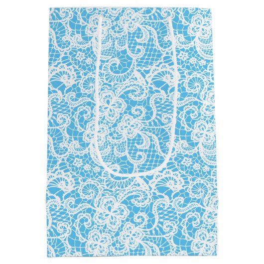 Wedding Lace op Turquoise Medium Cadeauzakje (Achterkant)