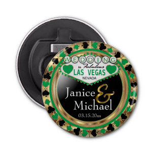 Wedding Las Vegas Style - Groen Button Flesopener