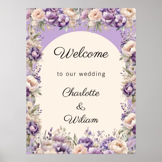 Wedding lavender champagne cream welcome poster (Voorkant)