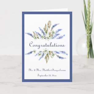 Wedding Lavender Floral Name Gefeliciteerd Kaart