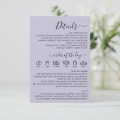 Wedding Lavender Lilac Details Informatiekaartje (Staand voorkant)